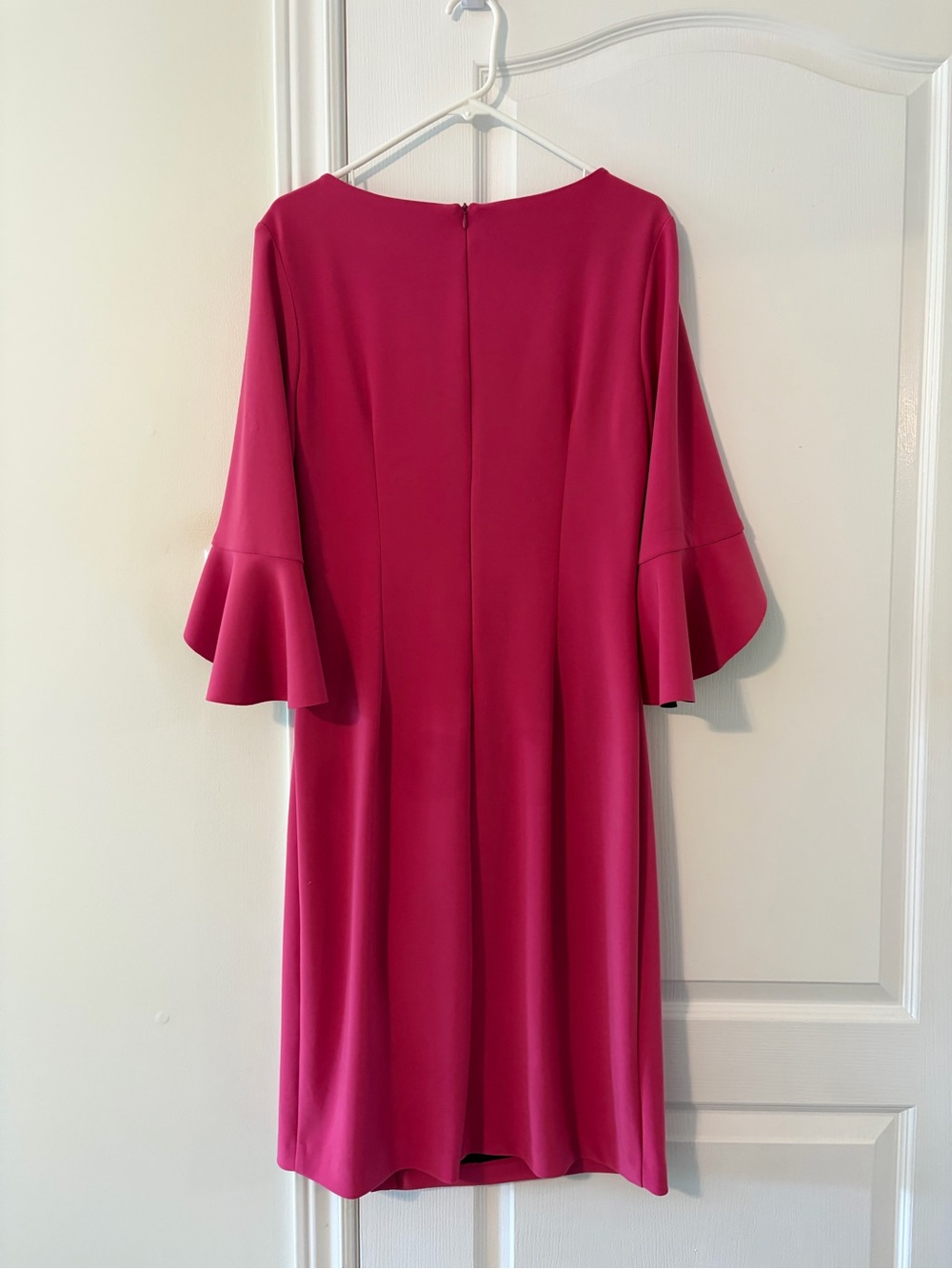 Joseph Ribkoff Fuchsia Midi Dress with Ruffle Sleeves - Picture 2 of 4